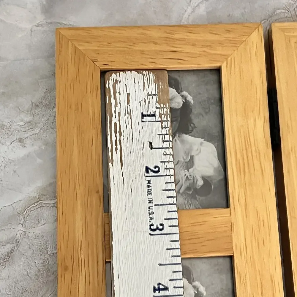Three Panel Screen Wood Collage Photo Picture Frame Multi Picture 2x2.5